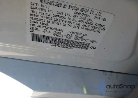 2019 Infiniti Q50 3.0T Luxe z USA, uszkodzony, nr VIN JN1EV7AR3KM554404